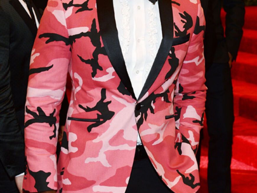 Model Tyson Beckford sorgte mit seinem pinkfarbenen Tarn-Jacket für Abwechslung