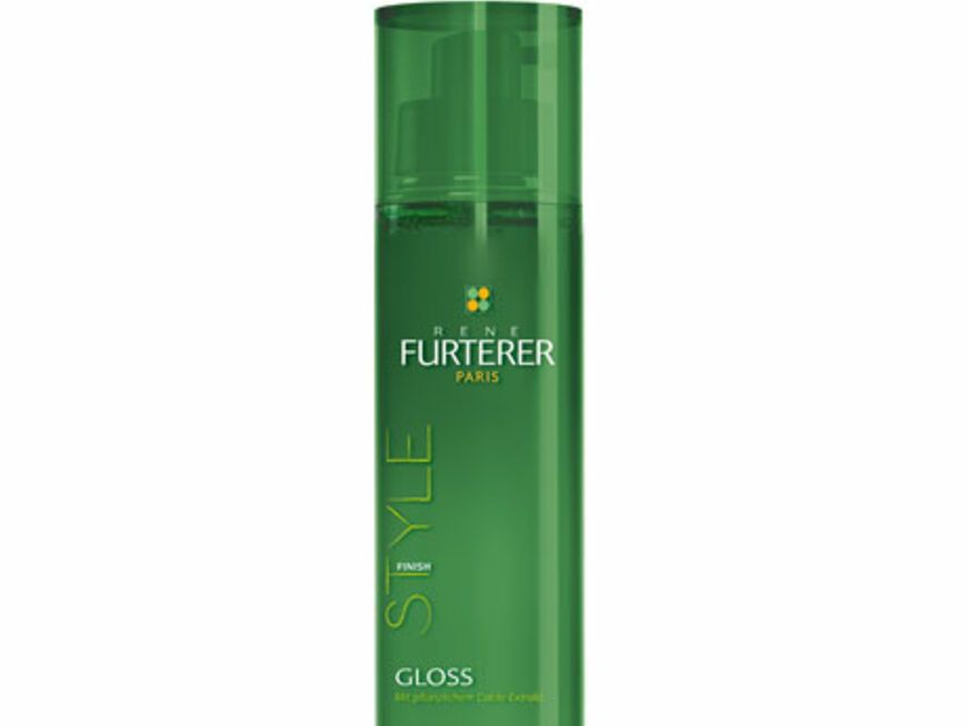 Glänzender Auftritt! Das neue "Style Gloss Spray" zaubert das perfekte glossy Finish für jede Frisur. Dabei beschwert es nicht und pflegt mit Provitamin B5. "Style Gloss" von René Furterer, 100 ml ca. 17 Euro, in Apotheken
