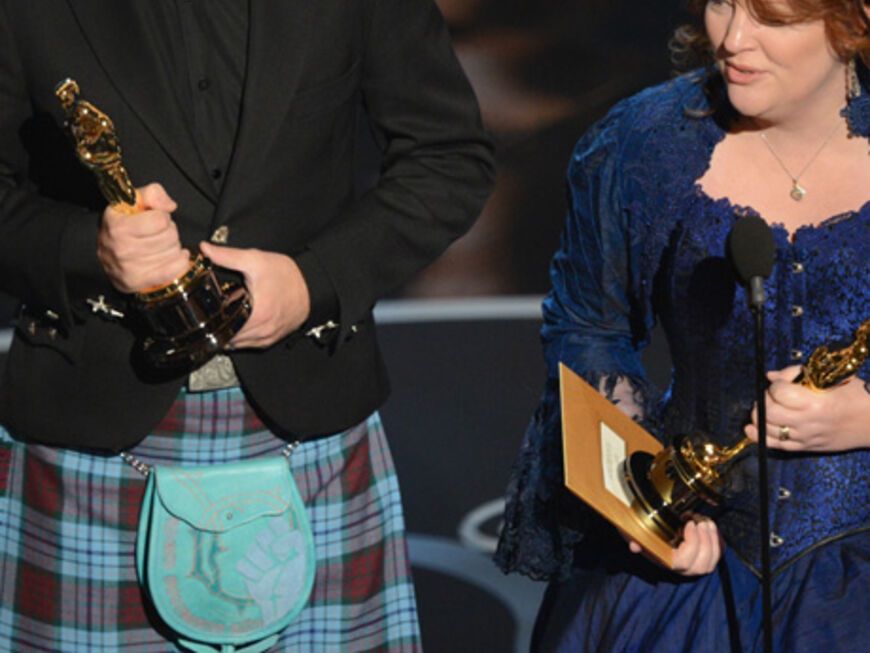 Der Oscar für in der Kategorie "Bester Animationsfilm" geht an "Merida". Hier sind seine Macher: Mark Andrews und Brenda Chapman