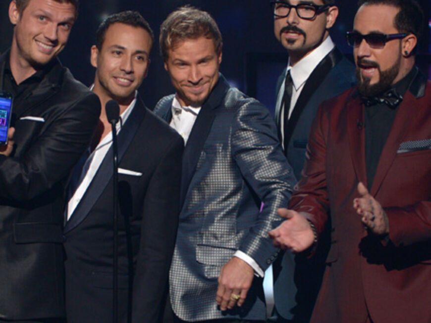 Wieder vollzählig: Die "Backstreet Boys" durften eine Laudatio halten