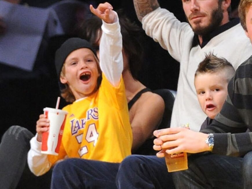 Jubel für die Lakers: Doch am Ende mussten sich das Lieblingsteam der Beckhams gegen die Mannschaft von Basketball-Star Dirk Nowitzki geschlagen geben