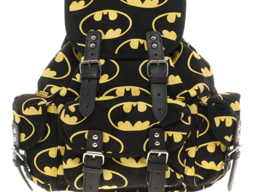 Nicht nur was für Nachtschwärmer: Textil-Rucksack mit "Batman"-Motiv von Lazy Oaf, ca. 75 Euro