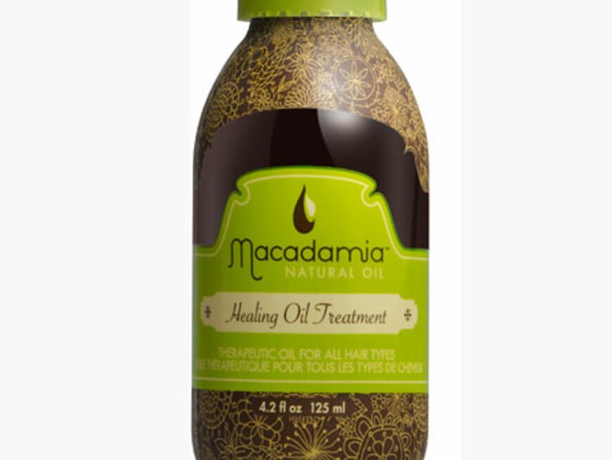 Auch Topmodels wie Lena Gercke haben das flüssige Wundermittel für sich entdeckt. Mit Macadamia- und Arganöl sorgt dieses Haarprodukt von Macadamia Natural Oil für gepflegtes und gesundes Haar. "Healing Oil Treatment" von Macadamia Natural Oil, 30 ml, ca. 15 Euro