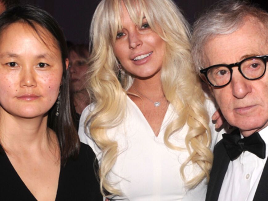 Lindsay Lohan mit US-Regisseur Woody Allen und dessen Ehefrau Soon-Yi Previn