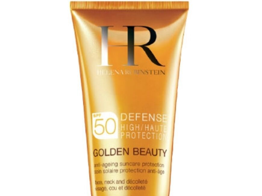 Gegen Falten im Gesicht "Golden Beauty Defense SPF 50" von Helena Rubinstein, 50 ml ca. 40 Euro