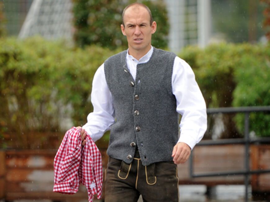 Natürlich stilecht in Lederhosen: Arjen Robben