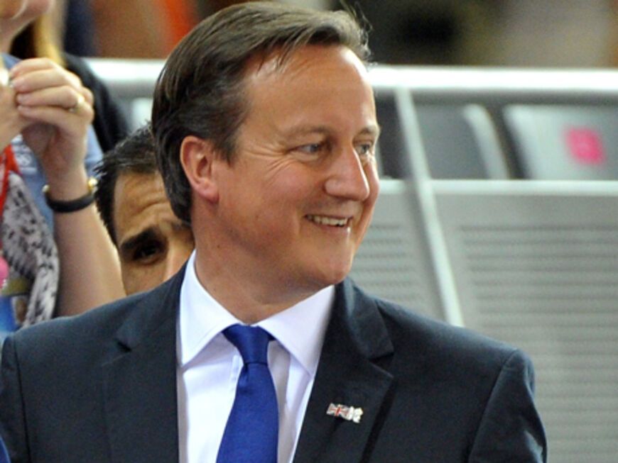 Der britische PremiermministerDavid Cameron sah sich den Teamsprint an