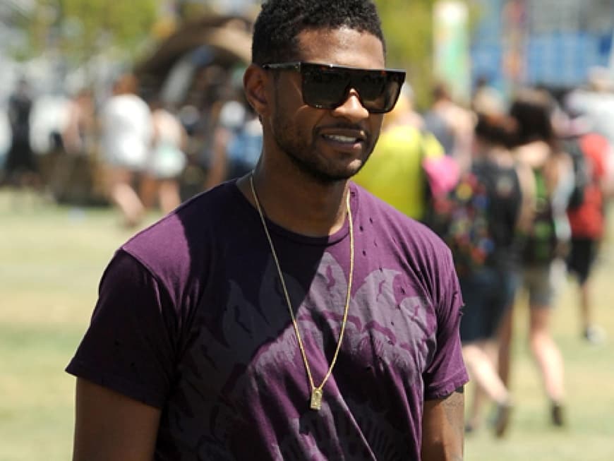 Usher zeigte sich gut gelaunt auf dem Festival-Gelände