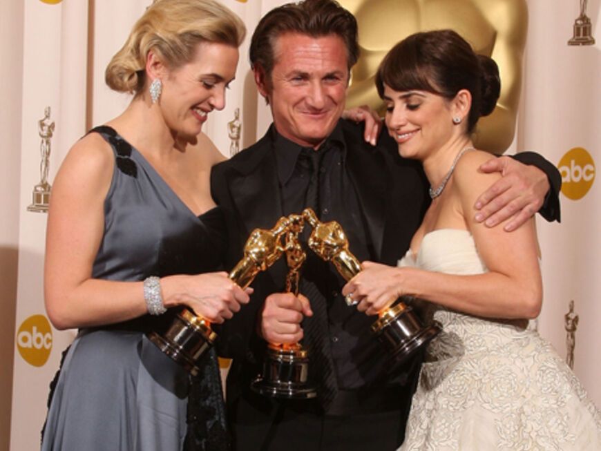 Kate Winslet (Beste Hauptdarstellerin "Der Vorleser"), Sean Penn (Bester Hauptdarsteller "Milk) und Penelope Cruz (Beste Nebendarstellerin "Vicky Cristina Barcelona") gehören 2009 zu den Abräumern