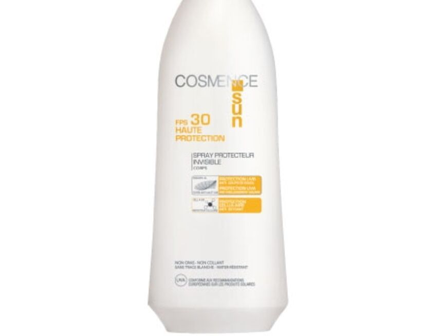 Hinterlässt keine weißen Spuren "Unsichtbares Sonnen-Spray LSF 30" von Cosmence, 125 ml ca. 18 Euro