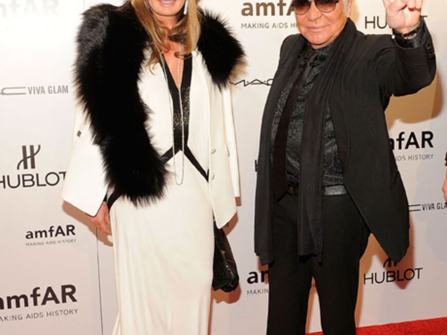 Zeigten sich allerbester Laune: Der italienischen Modeschöpfer Roberto Cavalli mit seiner österreichischen Ehefrau Eva