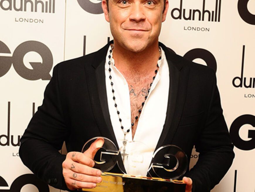 Stolzer Preisträger: Robbie Williams mit seiner Trophäe