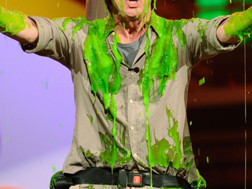 Jim Carrey wird überrschend "geslimed": Der grüne Glibber ist mittlerweile zur Tradition der Kid's Choice Awards geworden