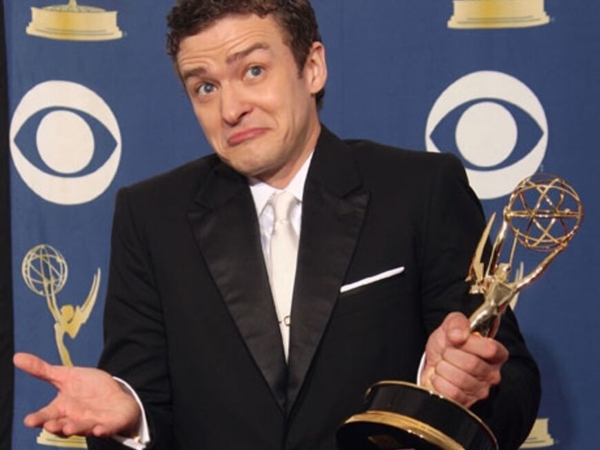 Justin Timberlake wurde für seinen Gastauftritt in einer Comedy-Serie ausgezeichnet und zeigte auch auf den anwesenden Fotografen sein komödiantisches Talent