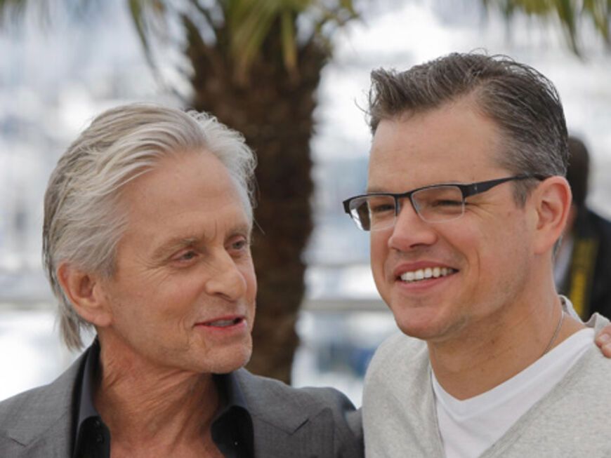 Tag 7 in Cannes und noch immer reißt die Promi-Dichte nicht ab. Michael Douglas und Matt Damon beim Photocall zu ihrem Film "Behind the Candelabra"