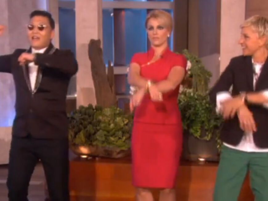 Und auch die Promis lieben den Tanz: Britney Spears und TV-Talkerin Ellen DeGeneres tanzten schon gemeinsam mit Psy