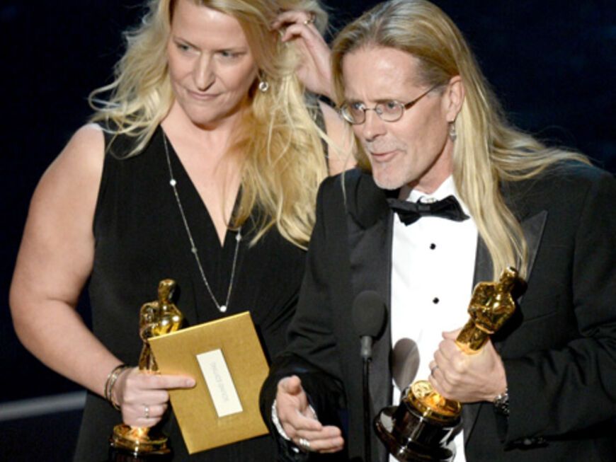 Karen Baker Landers und Per Hallberg erhalten den Oscar für "Bester Tonschnitt" für "Skyfall"