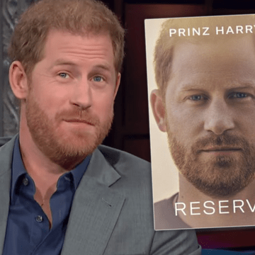 Prinz Harry in US-Talkshow 2023 und Buchcover "Reserve"