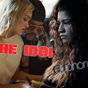 Foto aus "The Idol" und "Euphoria" nebeneinander mit Logos