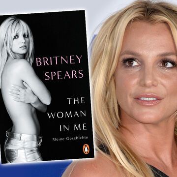 Fotomontage: Britney Spears schaut zur Seite auf Buchcover von The Women in Me