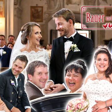 Collage aus den "Bauer sucht Frau"-Hochzeitspaaren
