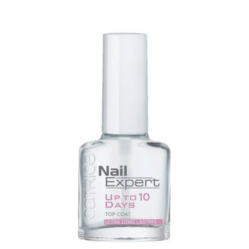 Verlängert die Haltbarkeit der Farbe „Nail Expert Up to 10 Days Topcoat“ von Catrice, ca. 2 Euro