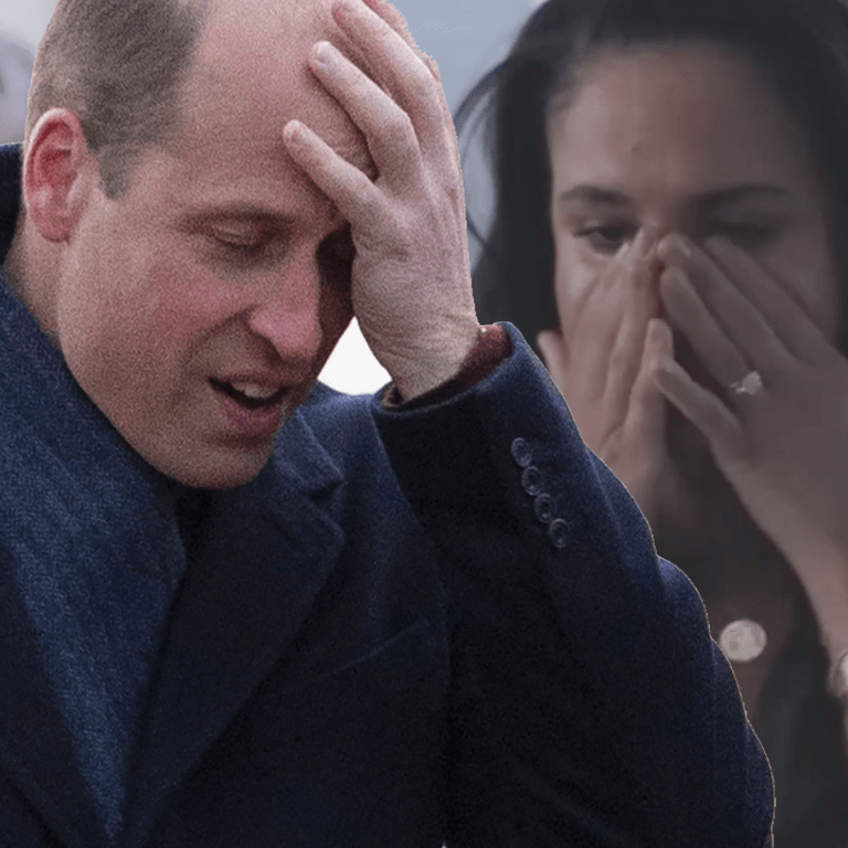 Prinz William hält sich die Hand vors Gesicht, Meghan weint im Hintergrund