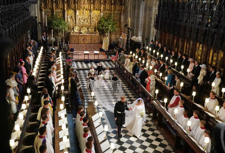 Als Ehemann Und Ehefrau Schreiten Royale Hochzeit Von Meghan