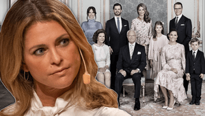 Madeleine von Schweden schaut ernst - Familienfoto von den schwedischen Royals