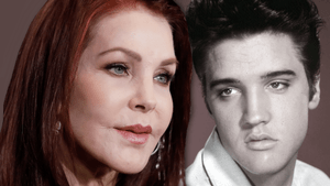 Priscilla Presley und Elvis Presley traurig