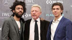 Boris Becker mit seinen Söhnen Noah und Elias (r.)