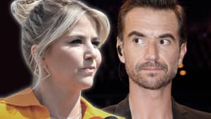 Collage Beatrice Egli schaut genervt, Florian Silbereisen guckt traurig zur Seite