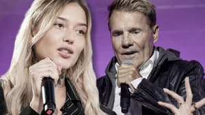 Jill Lange mit Mikrofon bei DSDS, Dieter Bohlen mit Mikrofon