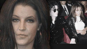 Lisa-Marie Presley traurig - im Hintergrund mit Michael Jackson