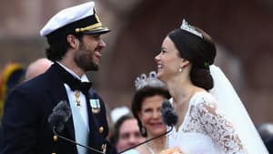 Prinz Carl Philip und Prinzessin Victoria an ihrem Hochzeitstag. 