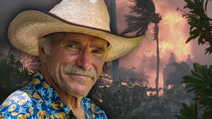 Montage: Konny Reimann mit Hut - im Hintergrund Brände auf Hawaii