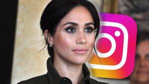Herzogin Meghan mit dem Instagram-Logo hinter sich