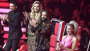 Giovanni Zarrella, Bill Kaulitz, Tom Kaulitz und Shirin David im "The Voice of Germany"-Halbfinale 2023