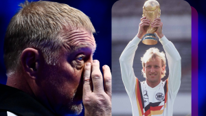 Boris Becker kämpft mit den Tränen - Andy Brehme hält WM-Pokal hoch 
