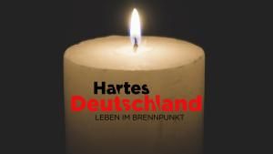 Kerze mit "Hartes Deutschland"-Logo