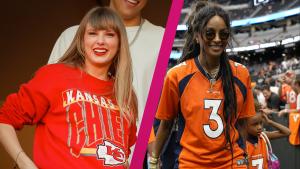 Taylor Swift im Chiefs-Sweatshirt und Ciara im Broncos-Trikot