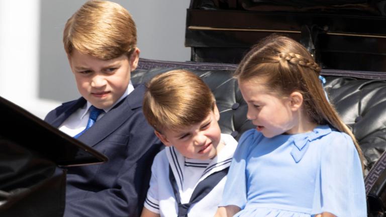 Prinz George, Prinz Louis und Prinzessin Charlotte in einer Kutsche beim 70. Thronjubiläum der Queen