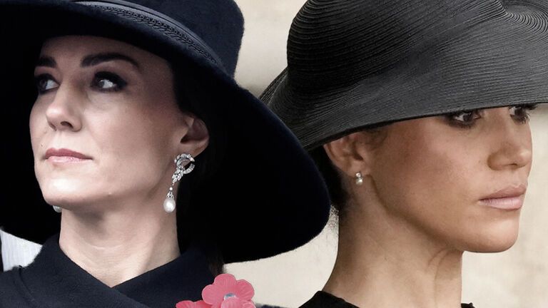Prinzessin Kate mit Hut und Herzogin Meghan mit Hut