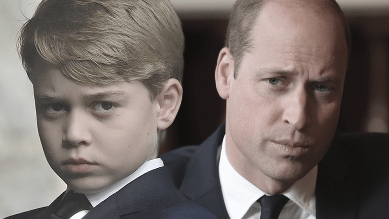 Prinz George und Prinz William schauen traurig 