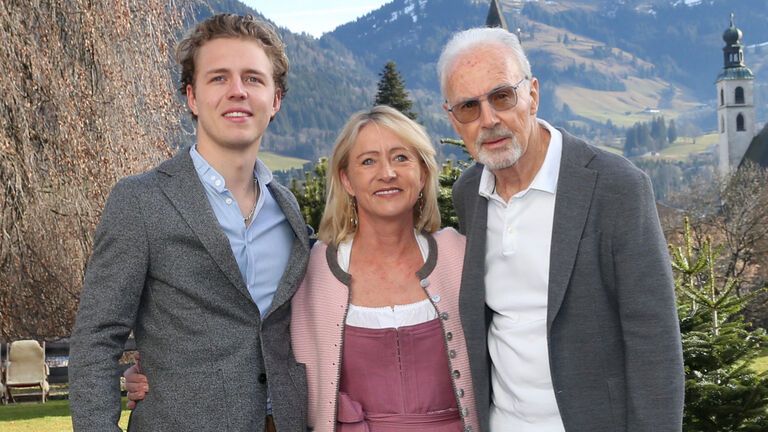 Franz Beckenbauer mit seiner Frau Heidi und seinem Sohn Joel