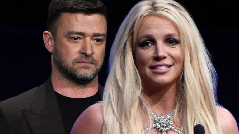 Justin Timberlake guckt traurig, Britney Spears lächelt gequält